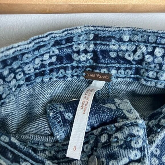 Free People School Daze Tribal Denim Mini Button Fly Skirt - Picture 3 of 6